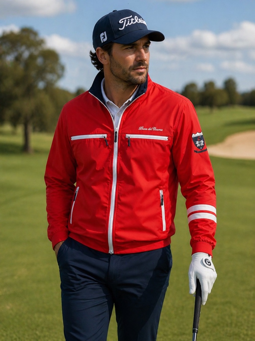 Duca del Cosma Golf Jacket Red EU L (XL Fit) Waterproof Windbreaker NWT